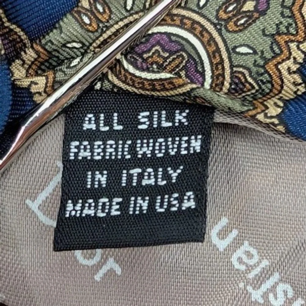 Vintage Christian Dior Monsieur Mens Tie Medallion Print Multi‎ Color USA